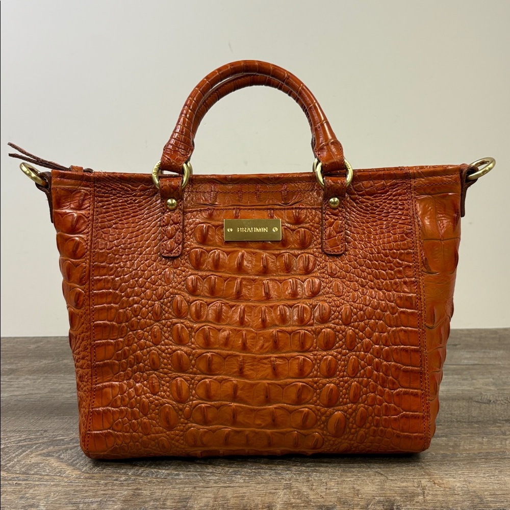 👜 Brahmin “Pecan Melbourne” Croc-Embossed Leather Tote